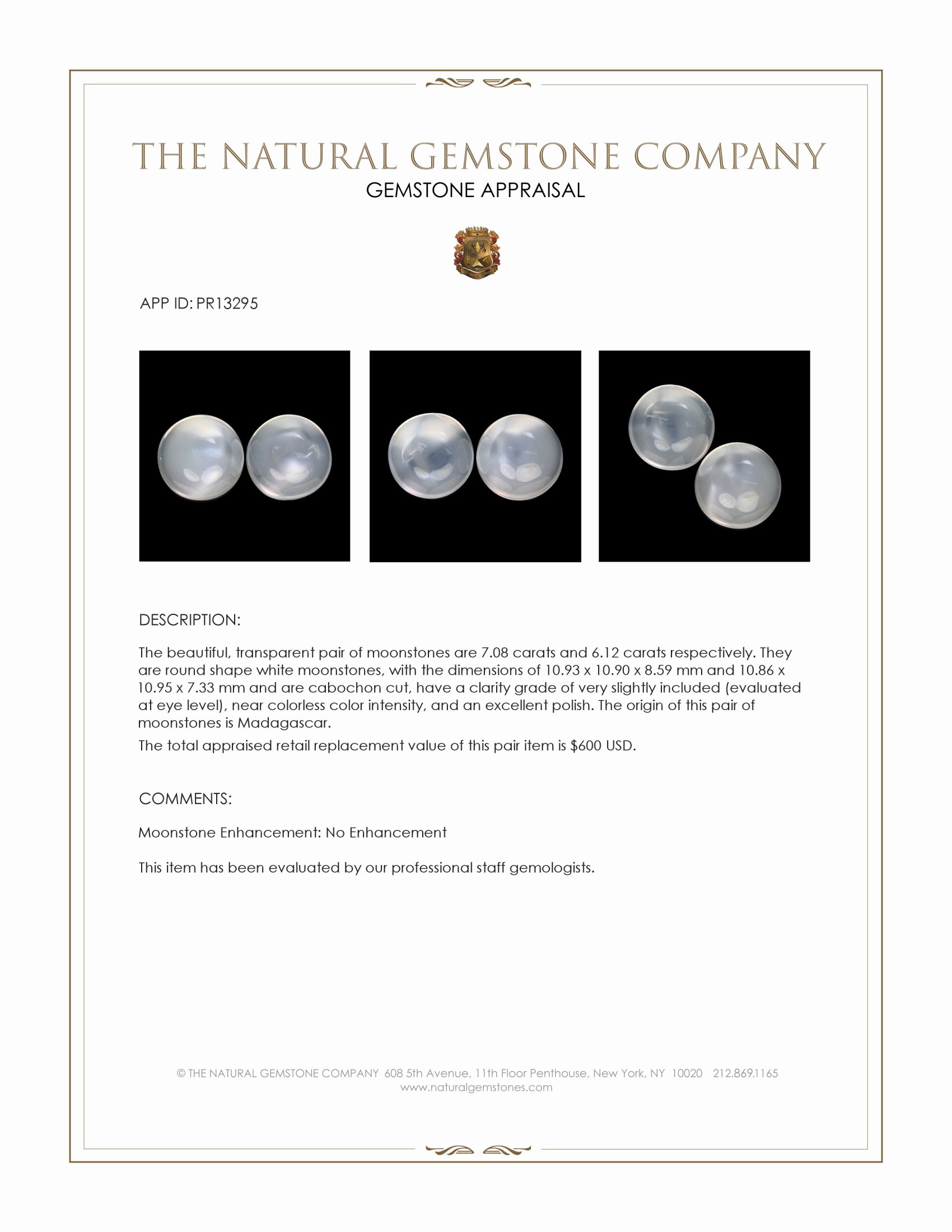 13.20 Ct.Tw. Cabochon Moonstone Pair from Madagascar