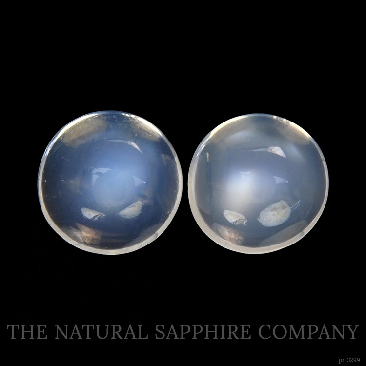 4.43 Ct.Tw. Blue Flash Cabochon Moonstone Pair from Madagascar