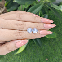4.43 Ct.Tw.Total Carat Weight Blue Flash Cabochon Moonstone Pair from Madagascar Life Style