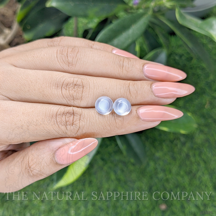 4.43 Ct.Tw. Blue Flash Cabochon Moonstone Pair from Madagascar