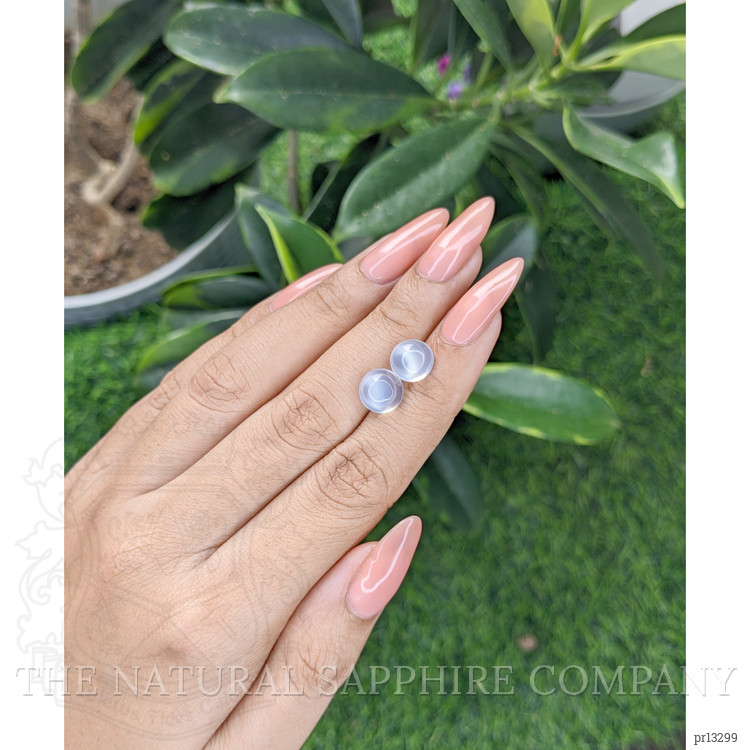 4.43 Ct.Tw. Blue Flash Cabochon Moonstone Pair from Madagascar
