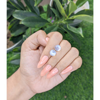 4.43 Ct.Tw.Total Carat Weight Blue Flash Cabochon Moonstone Pair from Madagascar Life Style