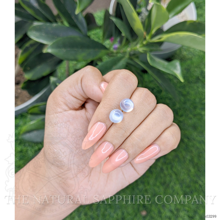 4.43 Ct.Tw. Blue Flash Cabochon Moonstone Pair from Madagascar