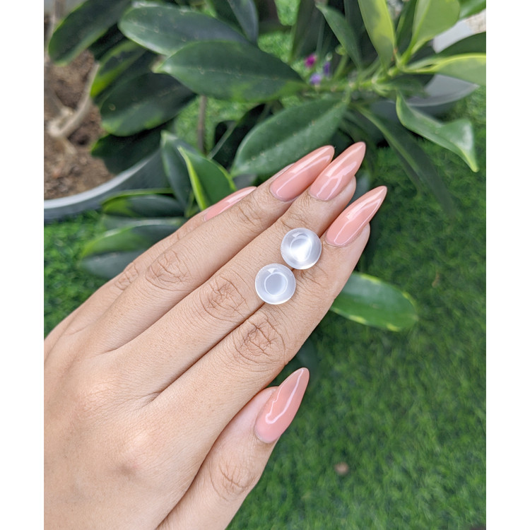 9.37 Ct.Tw. Cabochon Moonstone Pair from Madagascar