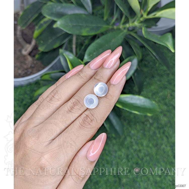 10.67 Ct.Tw. White Cabochon Moonstone Pair from Madagascar