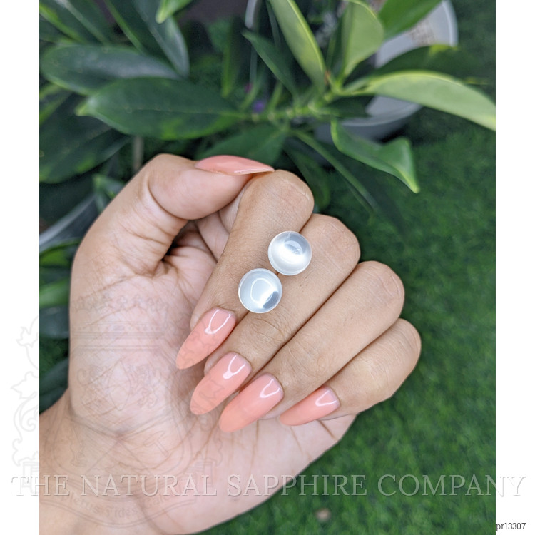10.67 Ct.Tw. White Cabochon Moonstone Pair from Madagascar