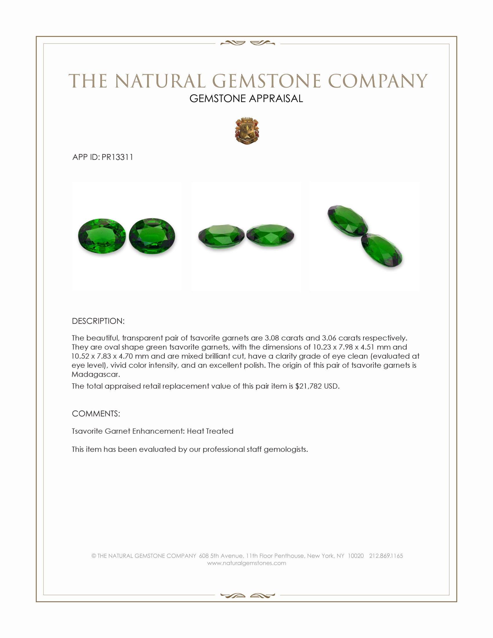 6.14 Ct.Tw. Tsavorite Garnet Pair from Madagascar