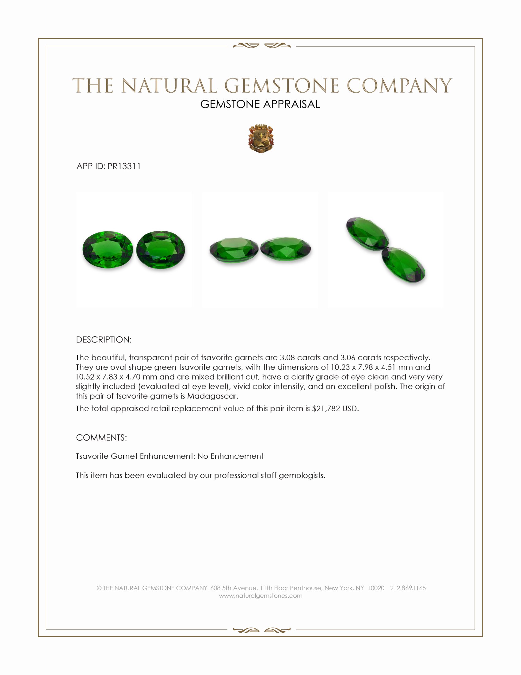 6.14 Ct.Tw. Tsavorite Garnet Pair from Madagascar