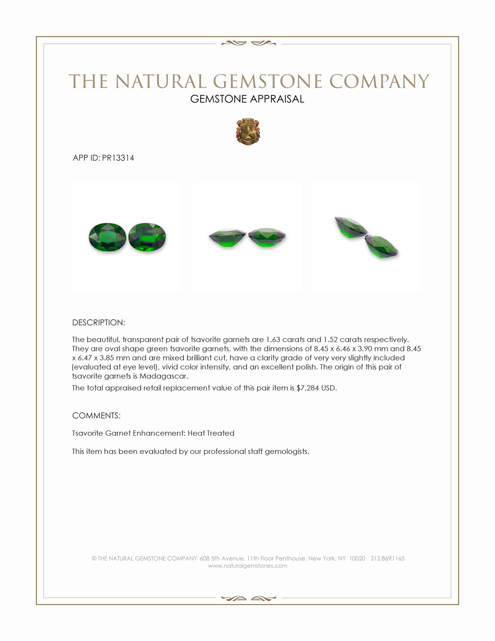 3.15 Ct.Tw. Tsavorite Garnet Pair from Madagascar