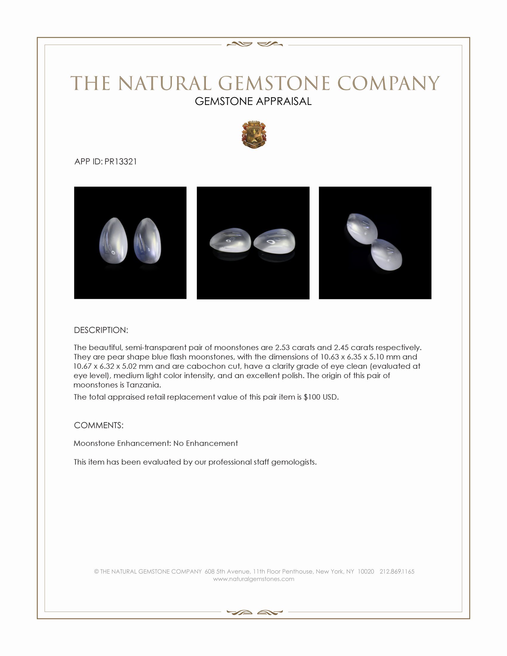 4.98 Ct.Tw. Cabochon Moonstone Pair from Tanzania