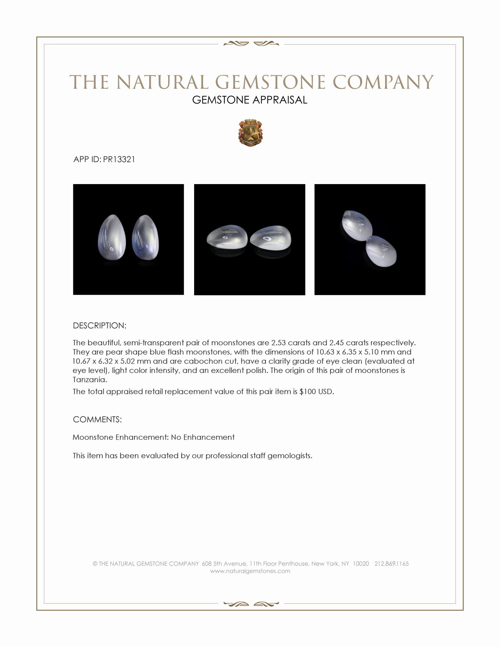 4.98 Ct.Tw. Cabochon Moonstone Pair from Tanzania