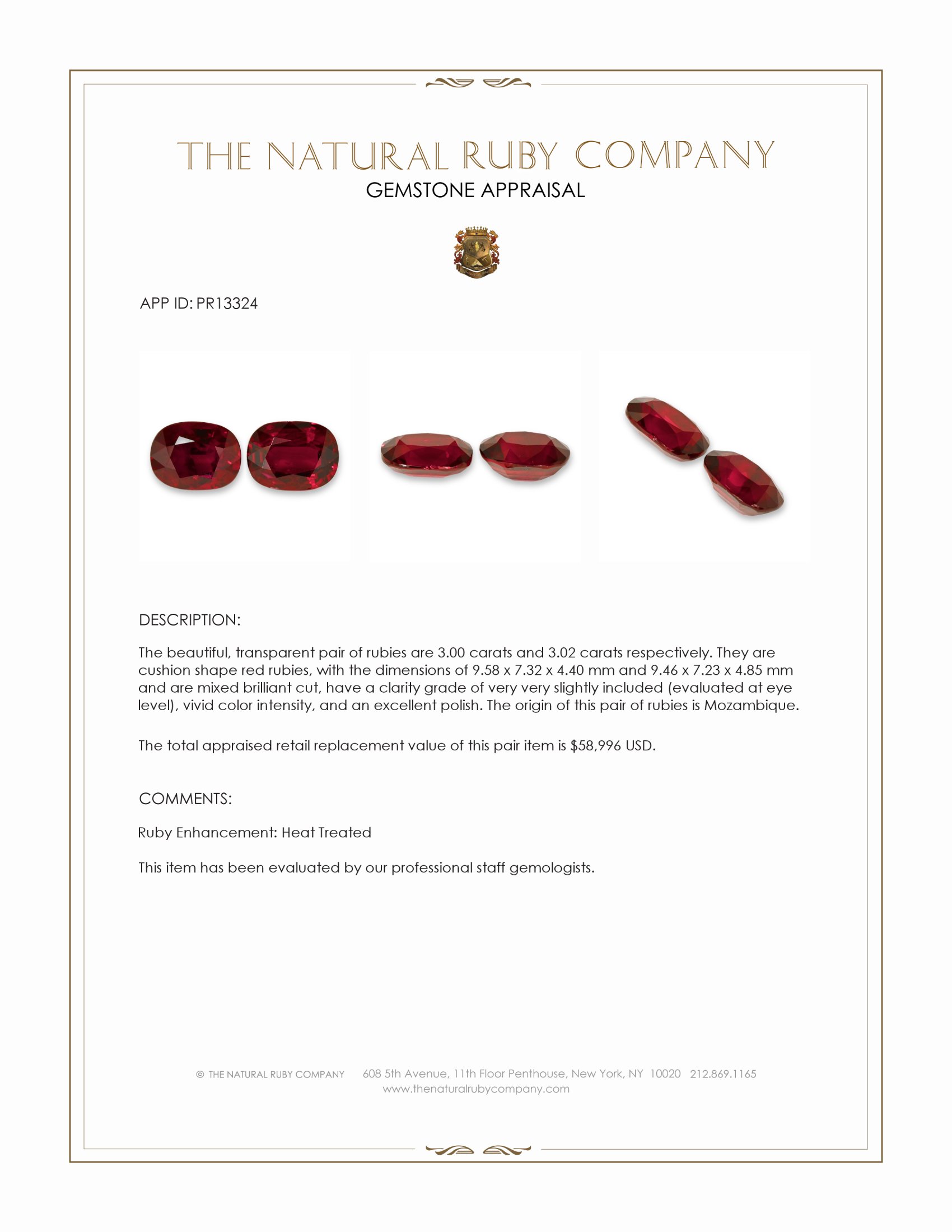 6.02 Ct.Tw. Ruby Pair from Mozambique