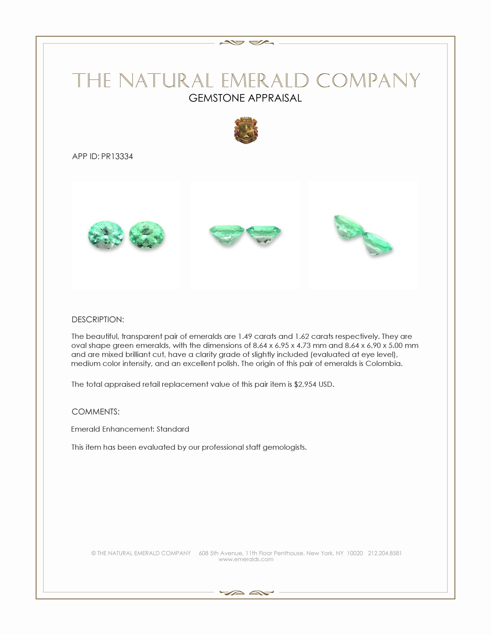 3.11 Ct.Tw. Emerald Pair from Colombia