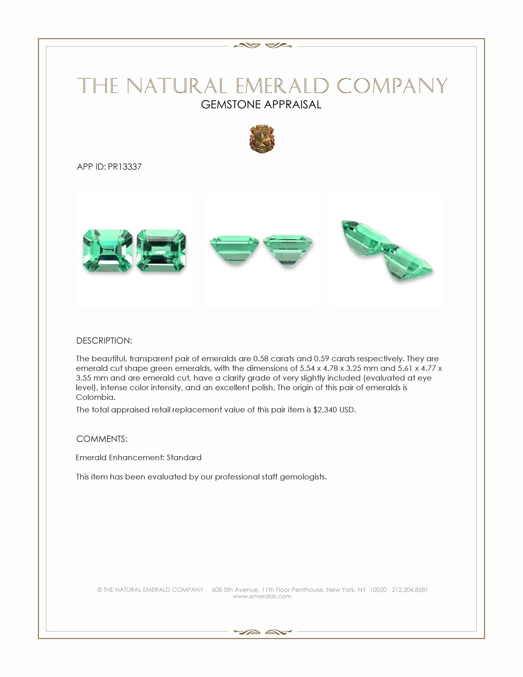 1.17 Ct.Tw. Emerald Pair from Colombia