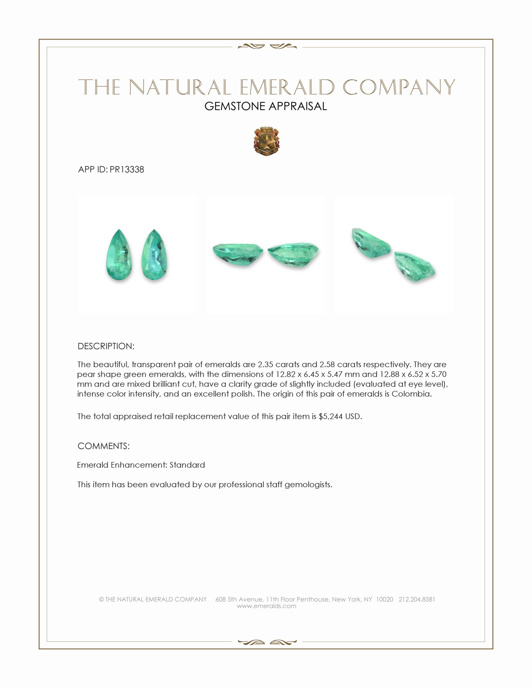 4.93 Ct.Tw. Emerald Pair from Colombia