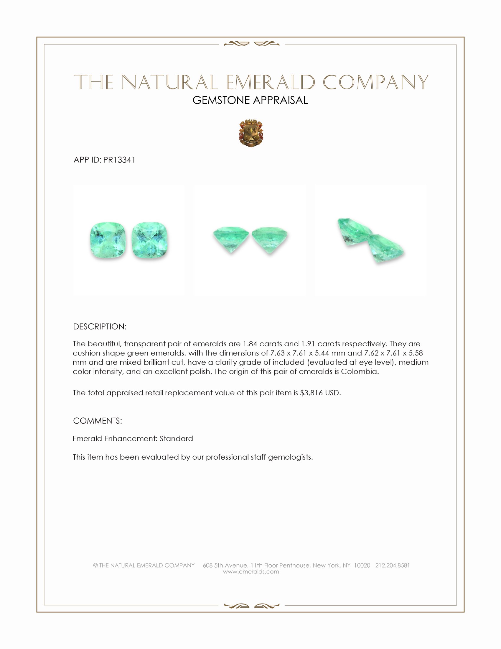 3.75 Ct.Tw. Emerald Pair from Colombia