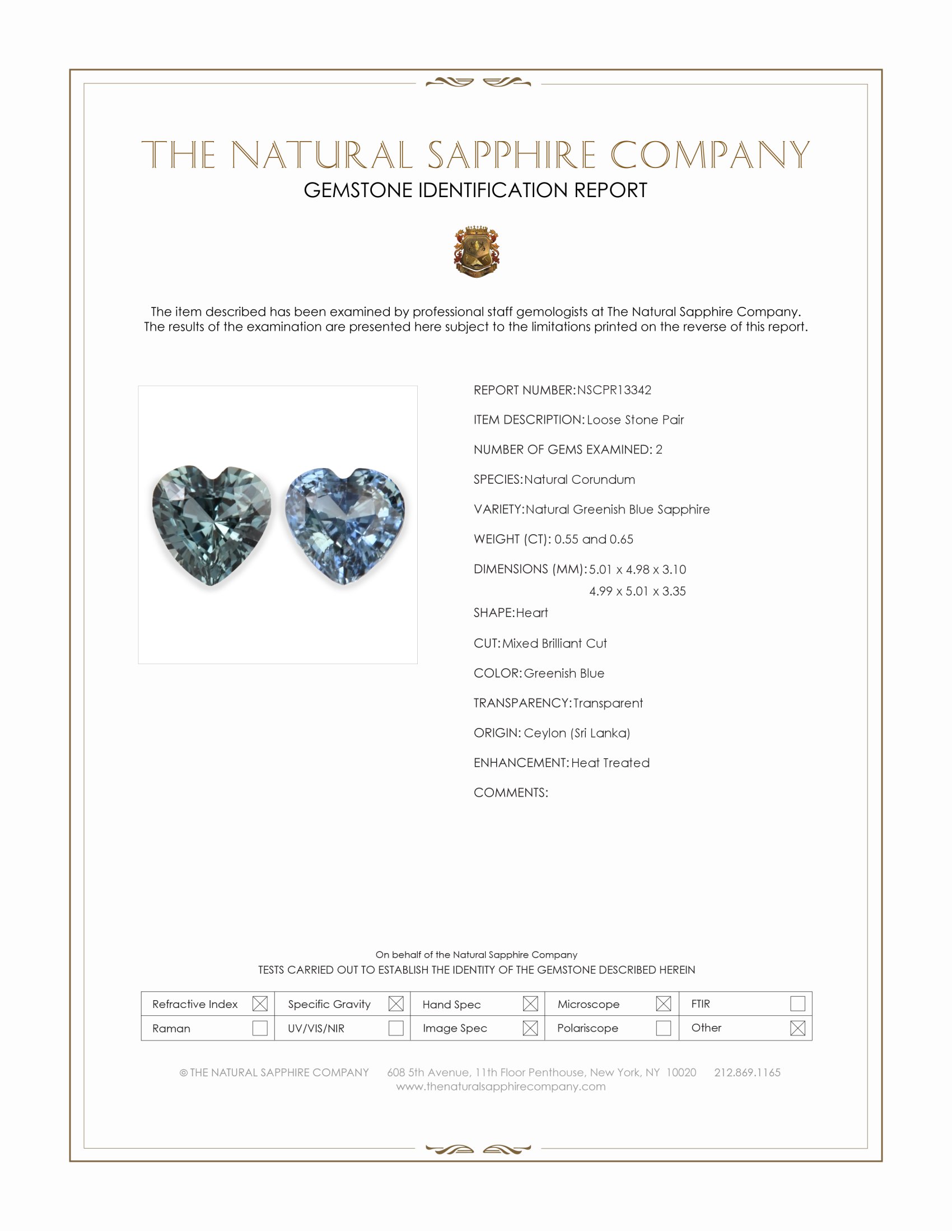 1.20 Ct.Tw. Bluish Green Sapphire Pair from Ceylon (Sri Lanka)
