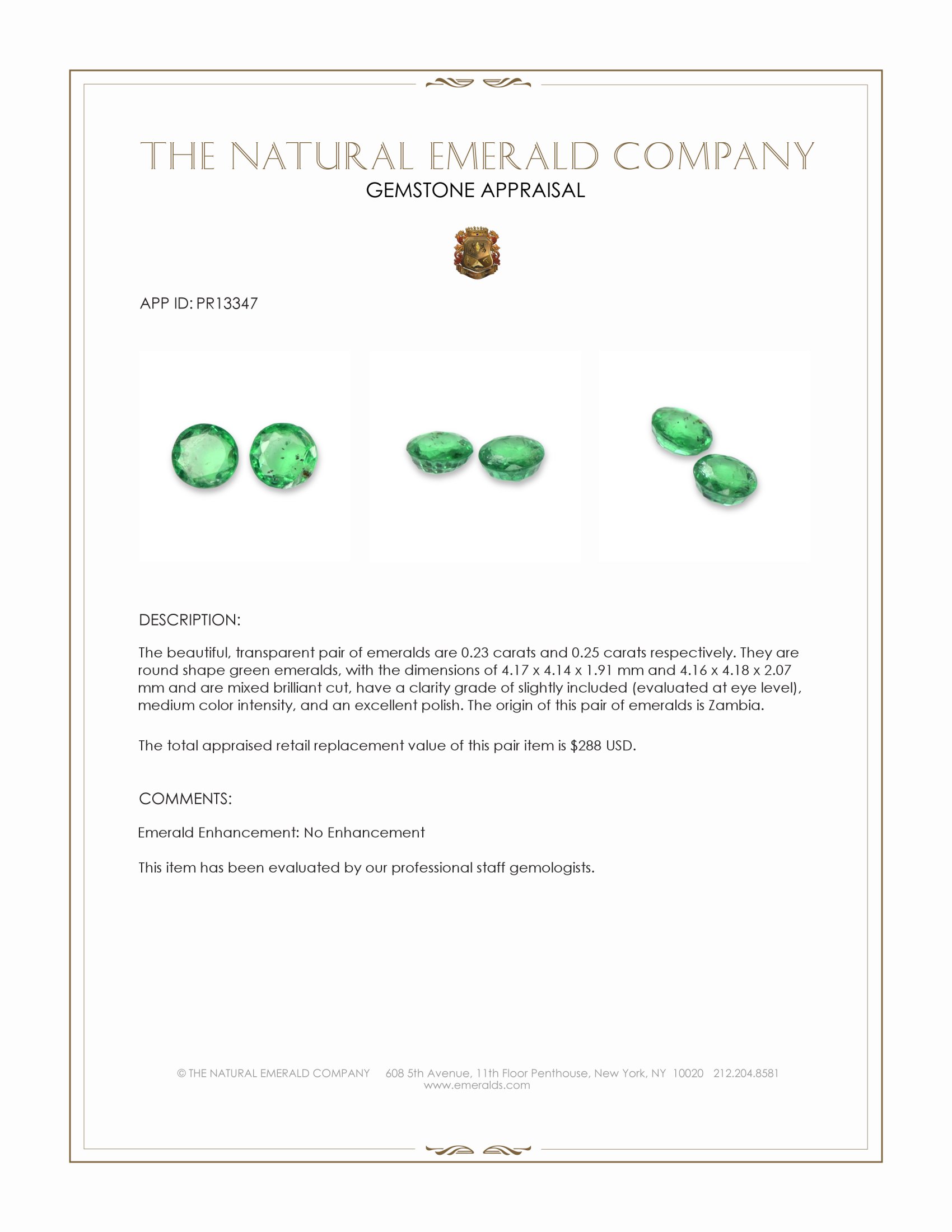 0.48 Ct.Tw. Emerald Pair from Zambia