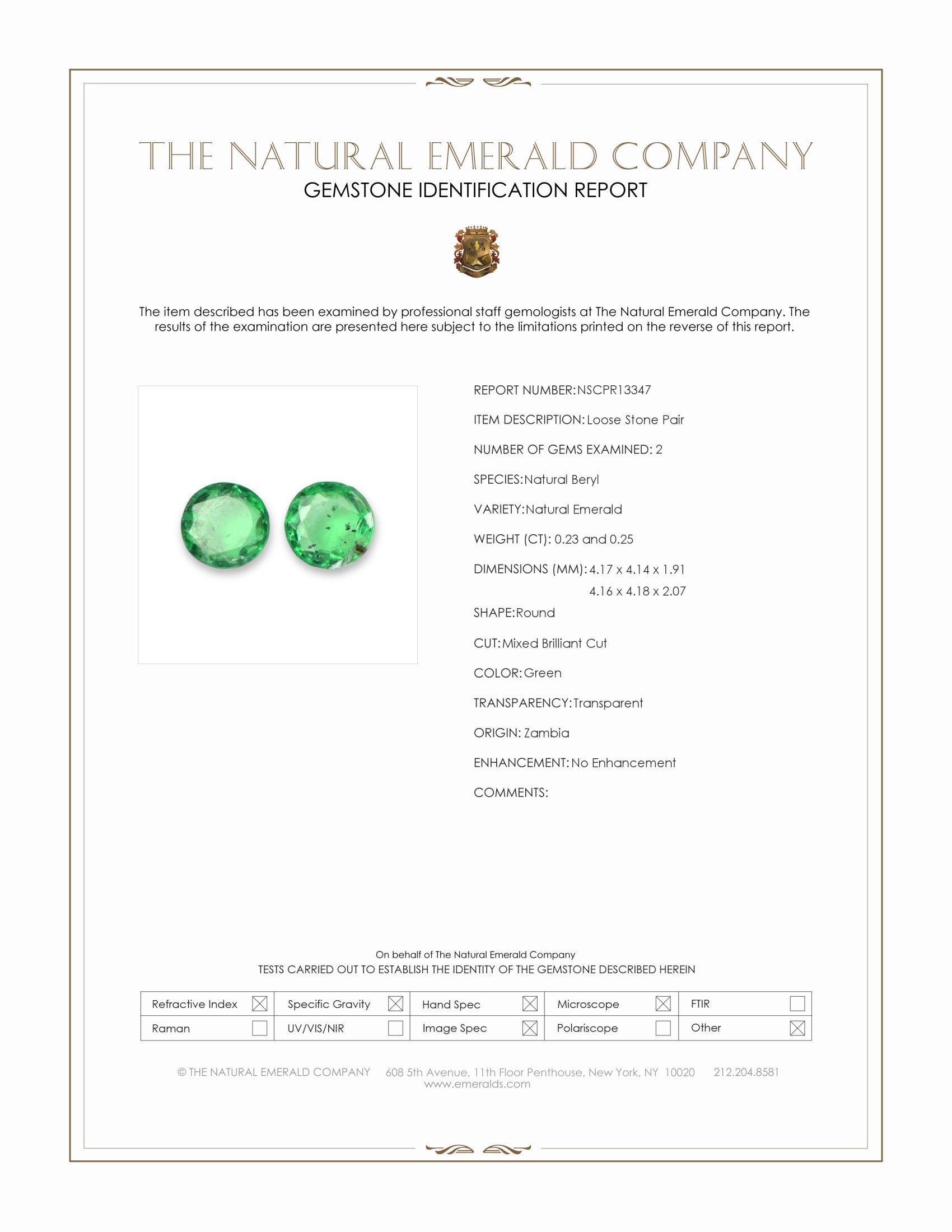 0.48 Ct.Tw. Emerald Pair from Zambia