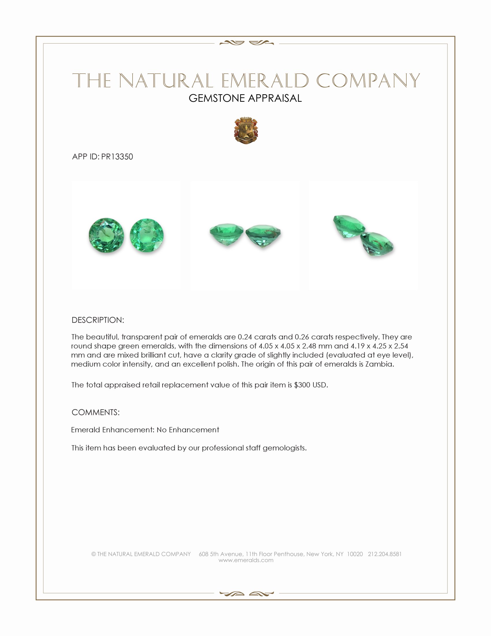 0.50 Ct.Tw. Emerald Pair from Zambia
