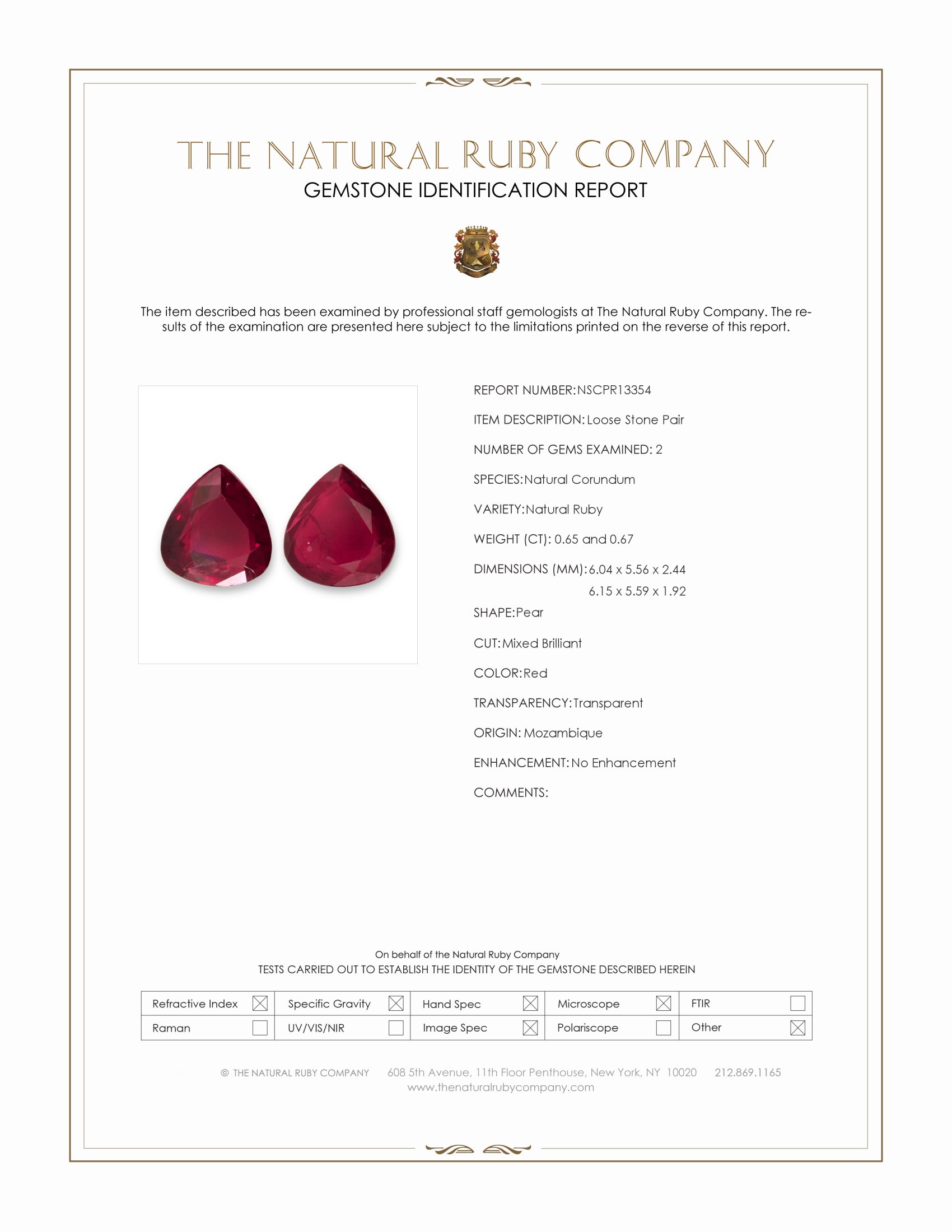 1.32 Ct.Tw. Ruby Pair from Mozambique