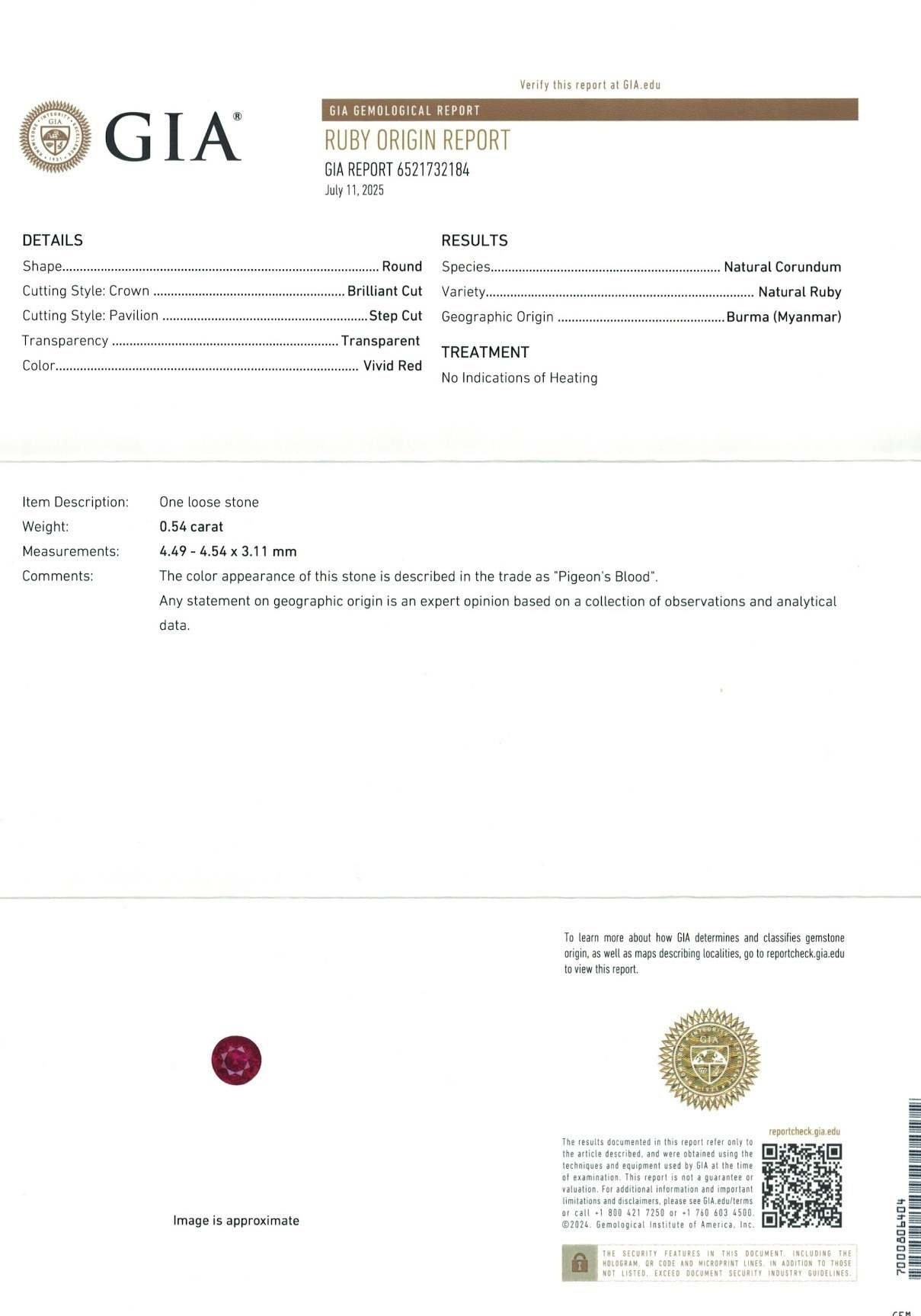 1.04 Ct.Tw. Ruby Pair from Burma (Myanmar)