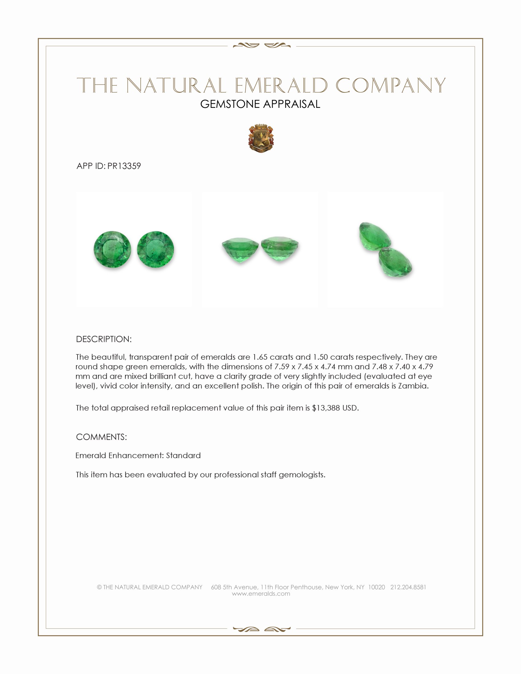 3.15 Ct.Tw. Emerald Pair from Zambia