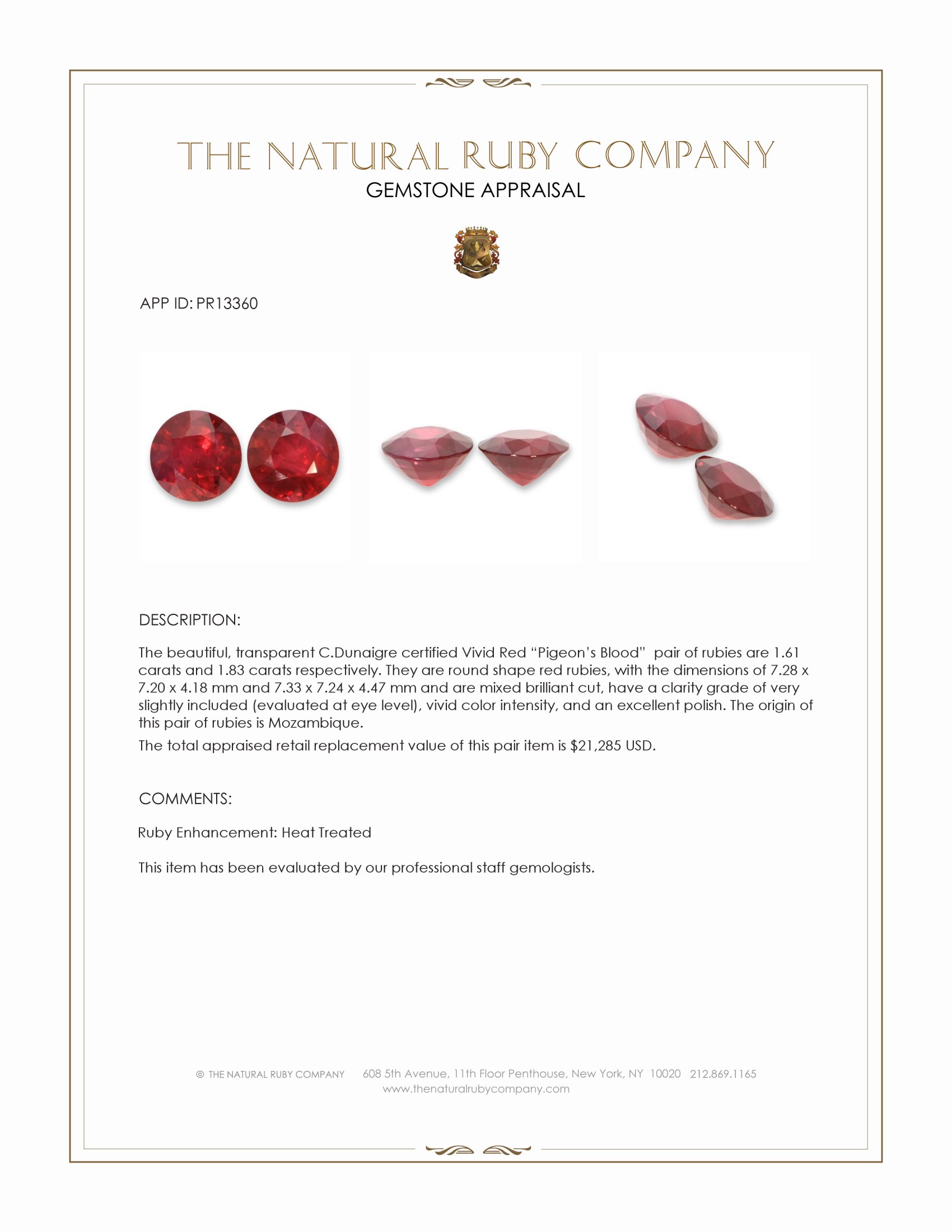 3.44 Ct.Tw. Ruby Pair from Mozambique
