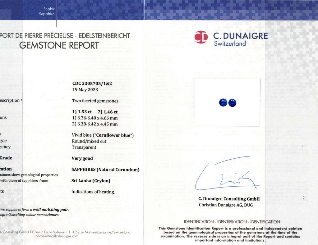 3.01 Ct.Tw. Blue Sapphire Pair from Ceylon (Sri Lanka)