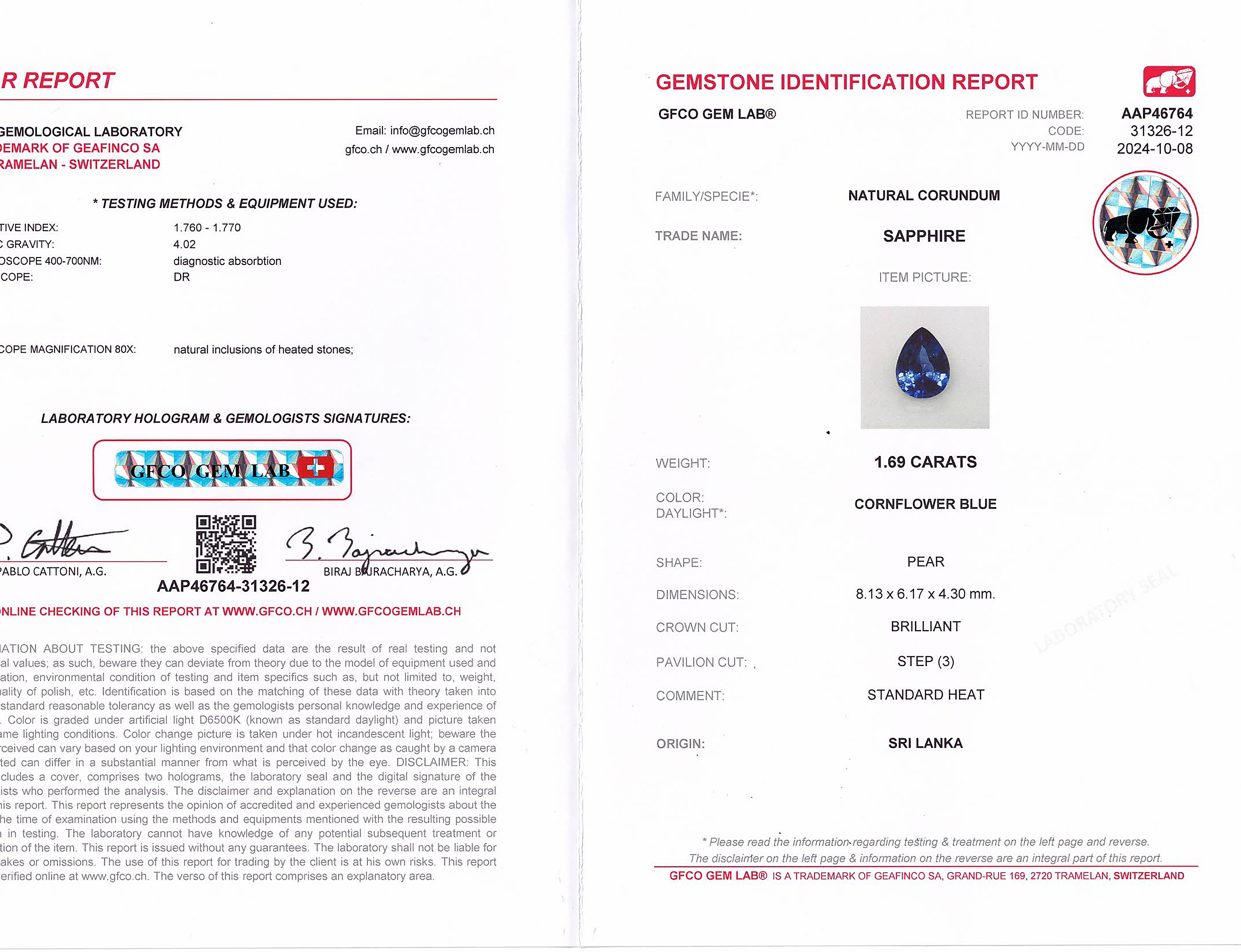 2.92 Ct.Tw. Blue Sapphire Pair from Ceylon (Sri Lanka)