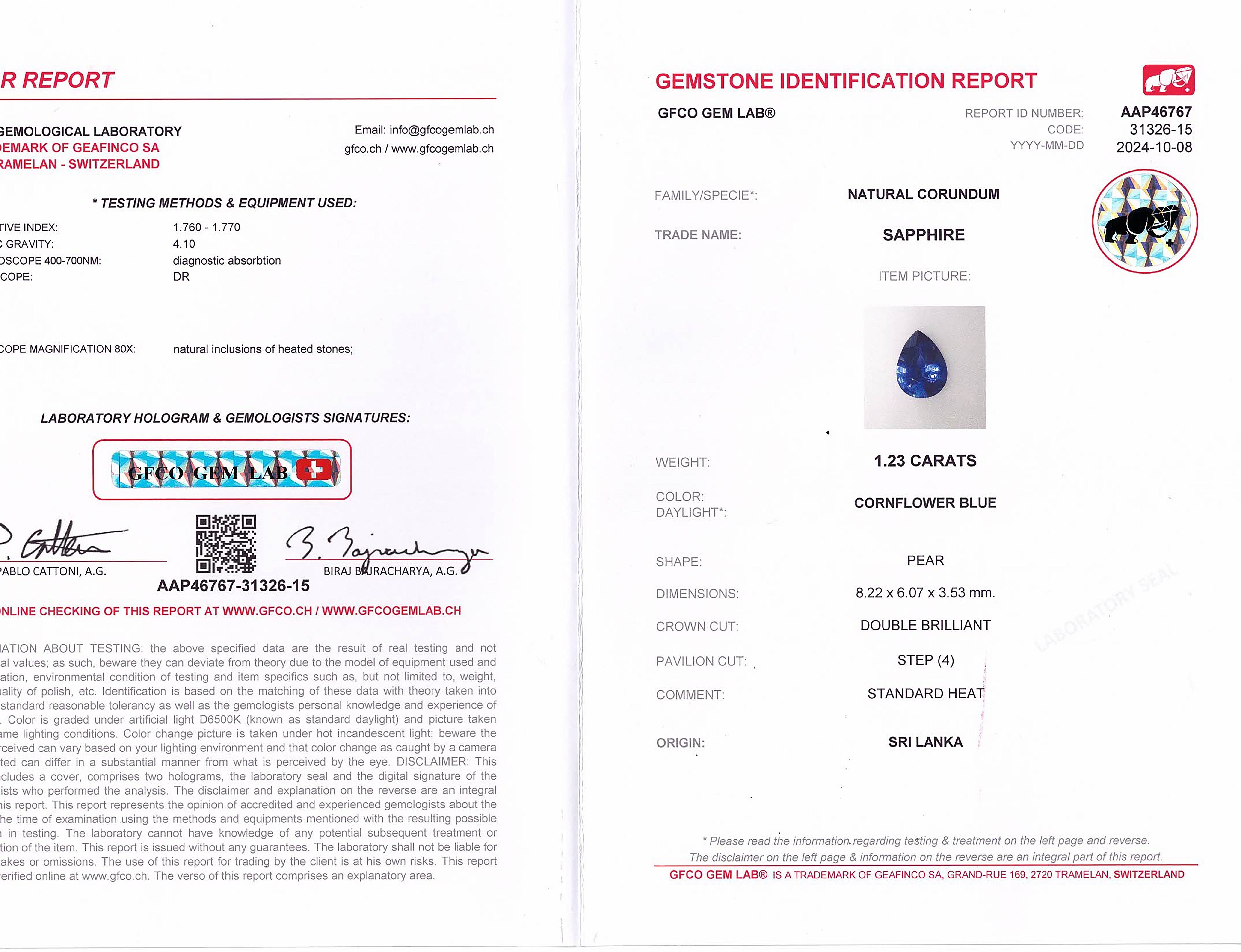 2.92 Ct.Tw. Blue Sapphire Pair from Ceylon (Sri Lanka)