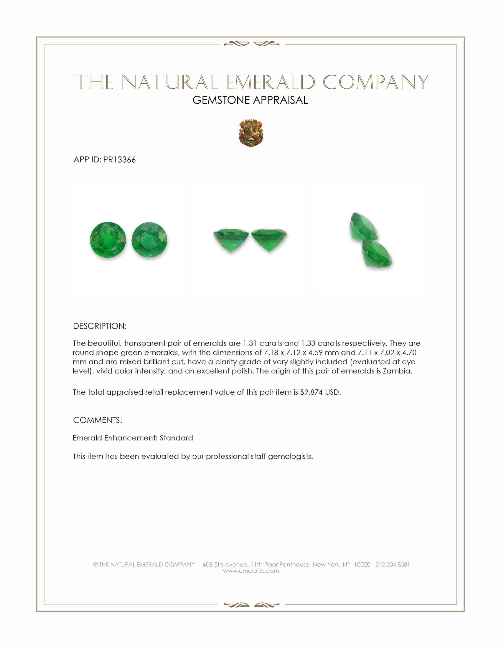 2.64 Ct.Tw. Emerald Pair from Zambia