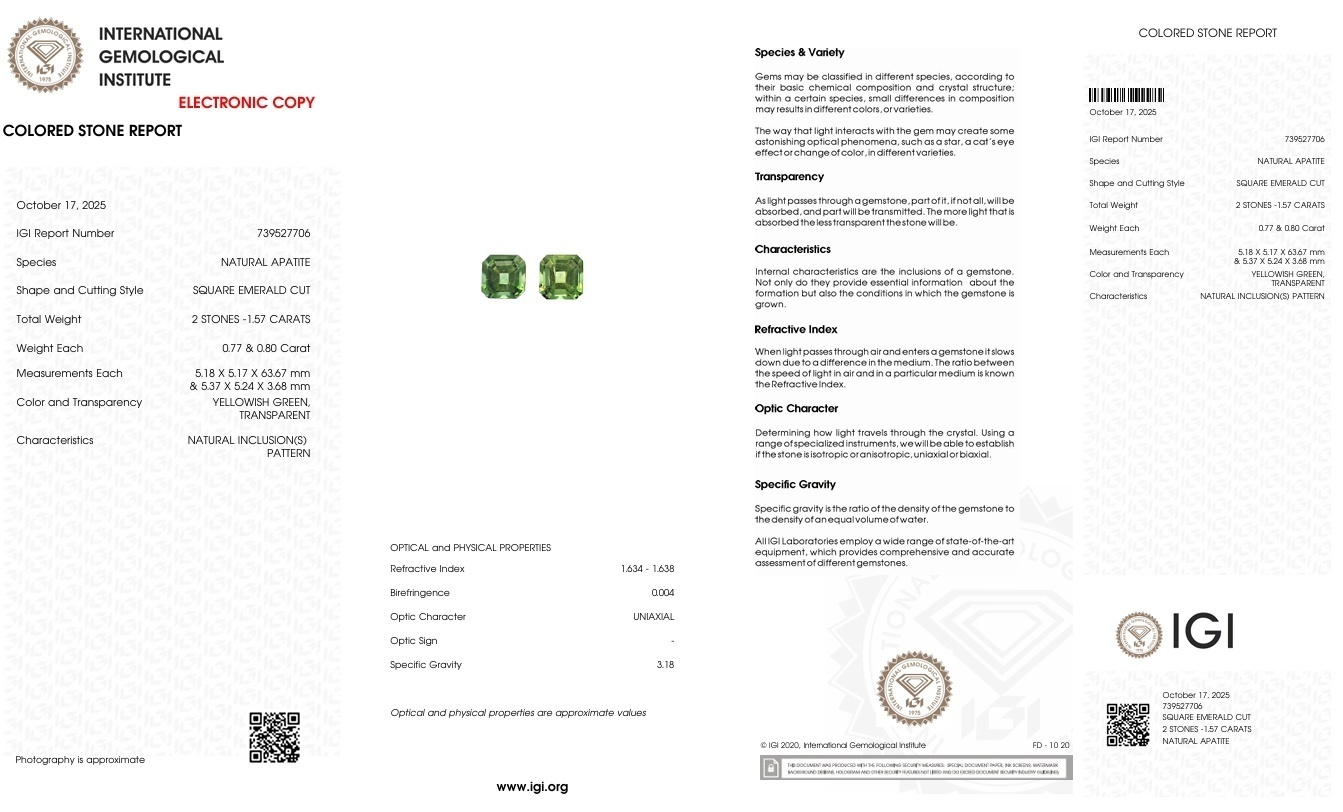 1.57 Ct.Tw. Apatite Pair from Madagascar