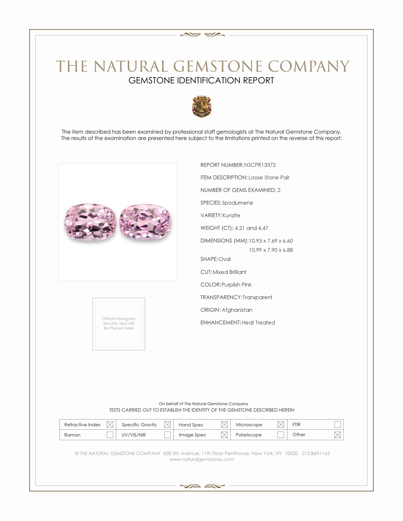 8.68 Ct.Tw. Purplish Pink Kunzite Pair from Afghanistan