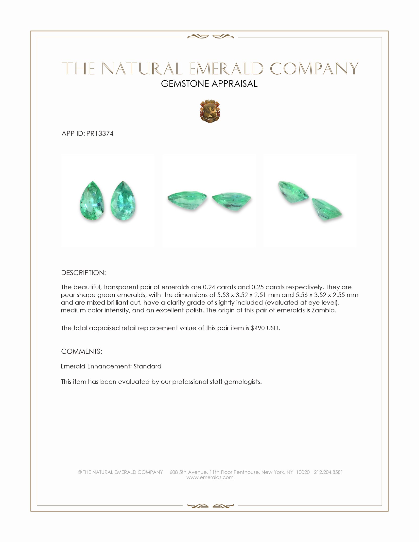 0.49 Ct.Tw. Emerald Pair from Zambia