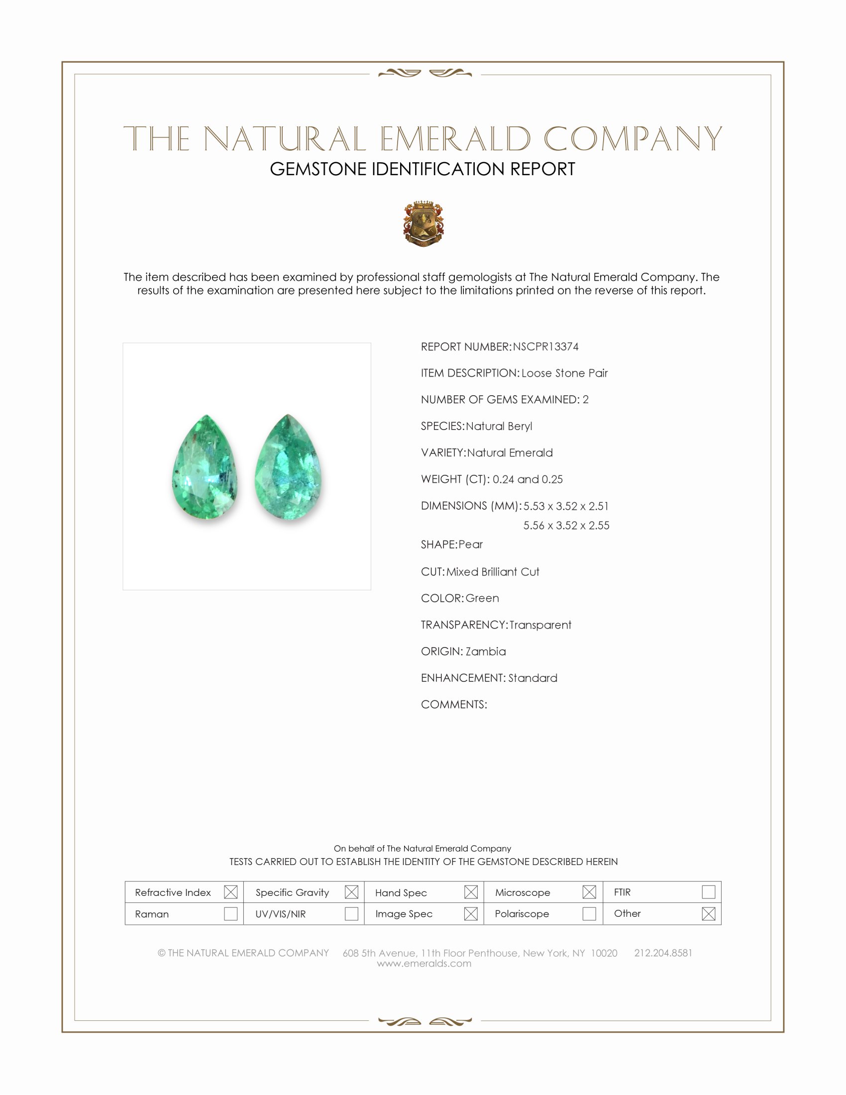 0.49 Ct.Tw. Emerald Pair from Zambia