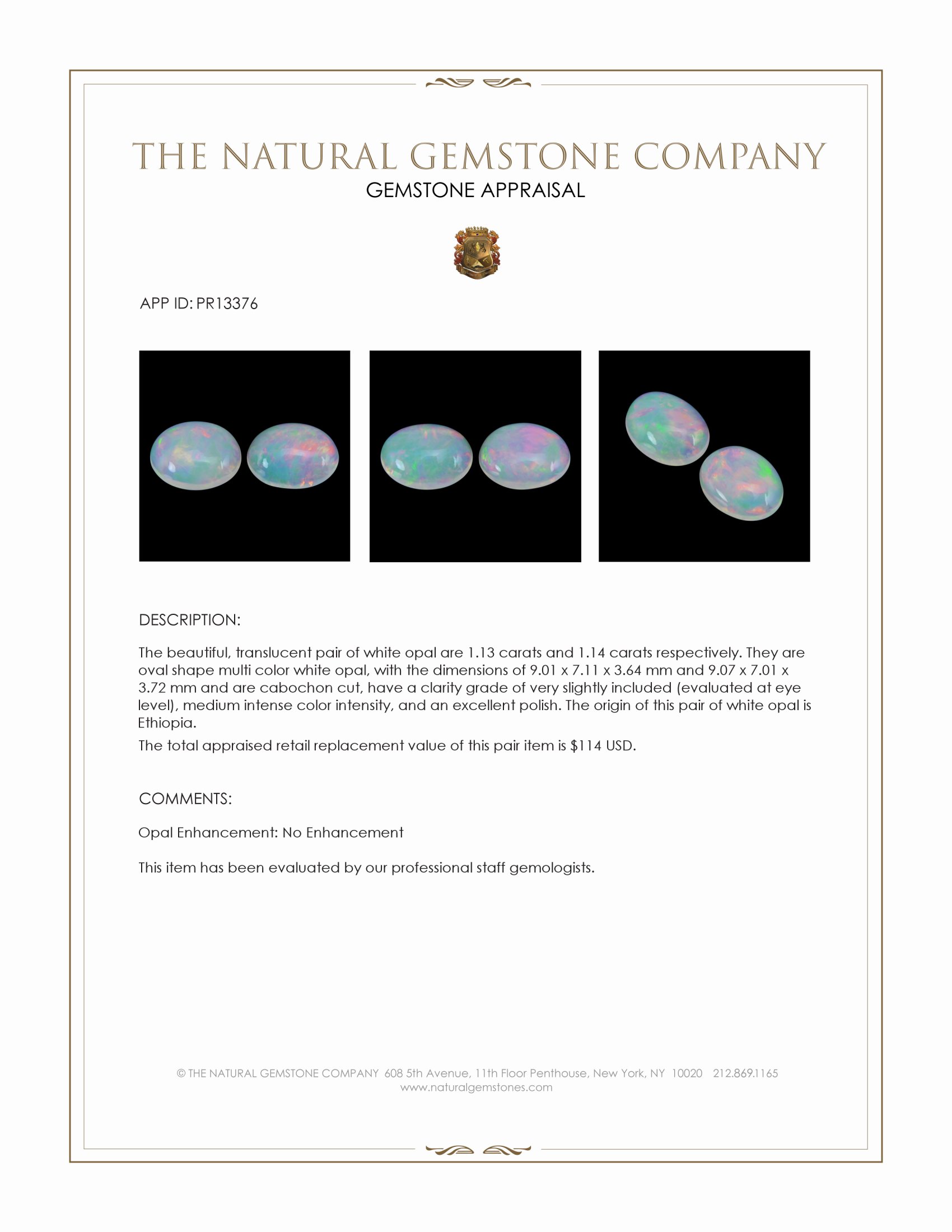 2.27 Ct.Tw. Cabochon Opal Pair from Ethiopia