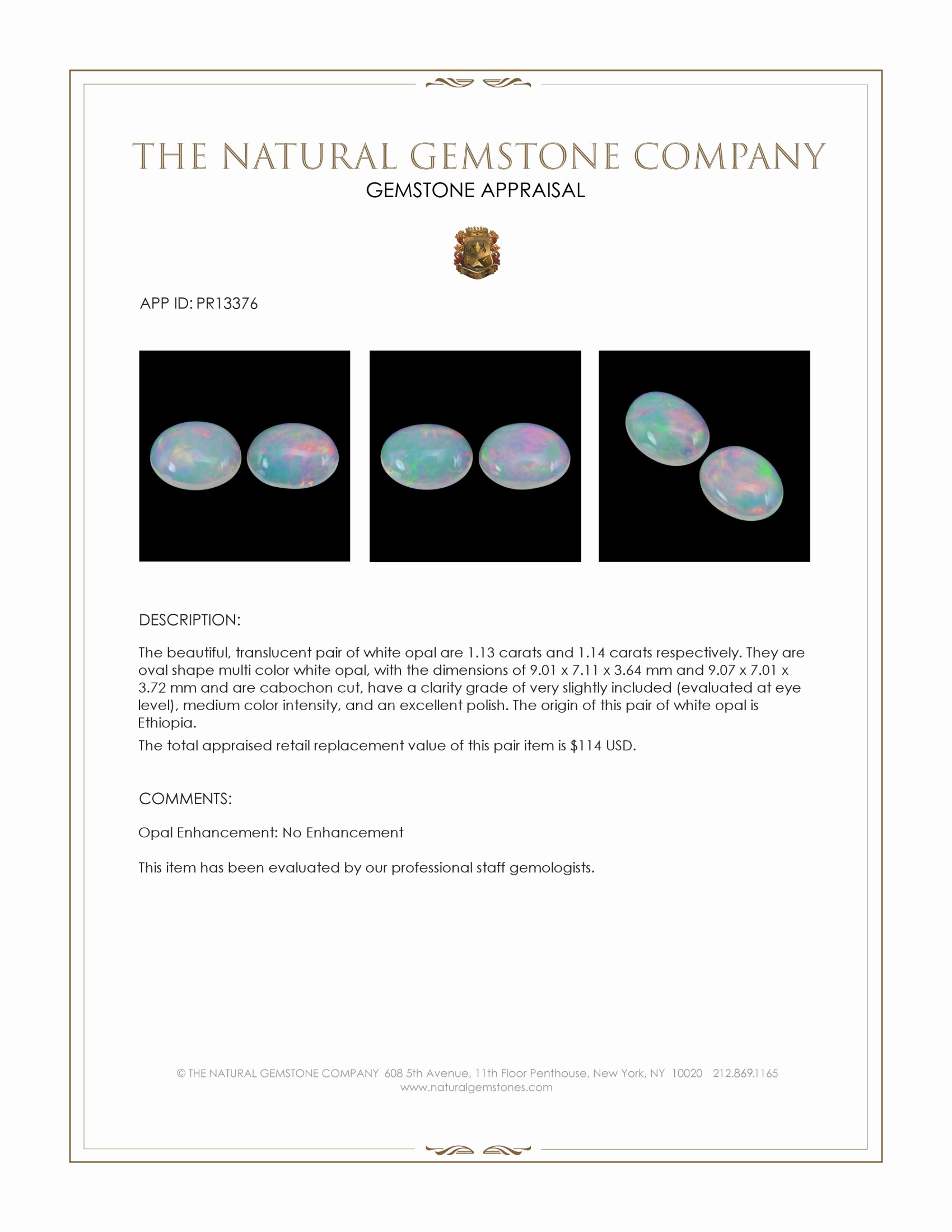 2.27 Ct.Tw. Cabochon Opal Pair from Ethiopia