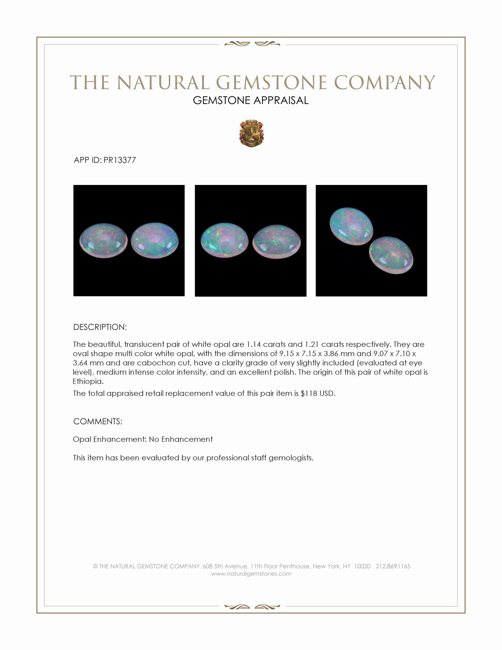 2.35 Ct.Tw. Cabochon Opal Pair from Ethiopia