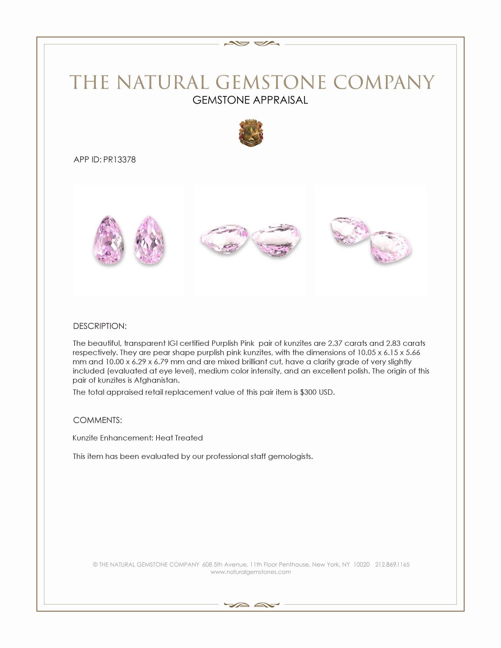 5.20 Ct.Tw. Kunzite Pair from Afghanistan