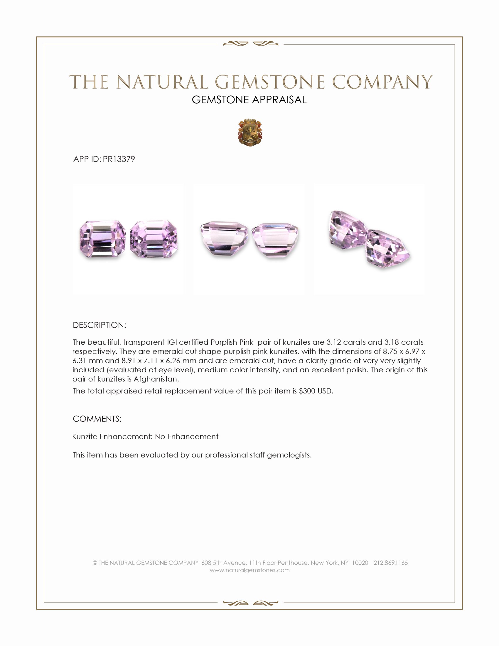 6.30 Ct.Tw. Purplish Pink Kunzite Pair from Afghanistan