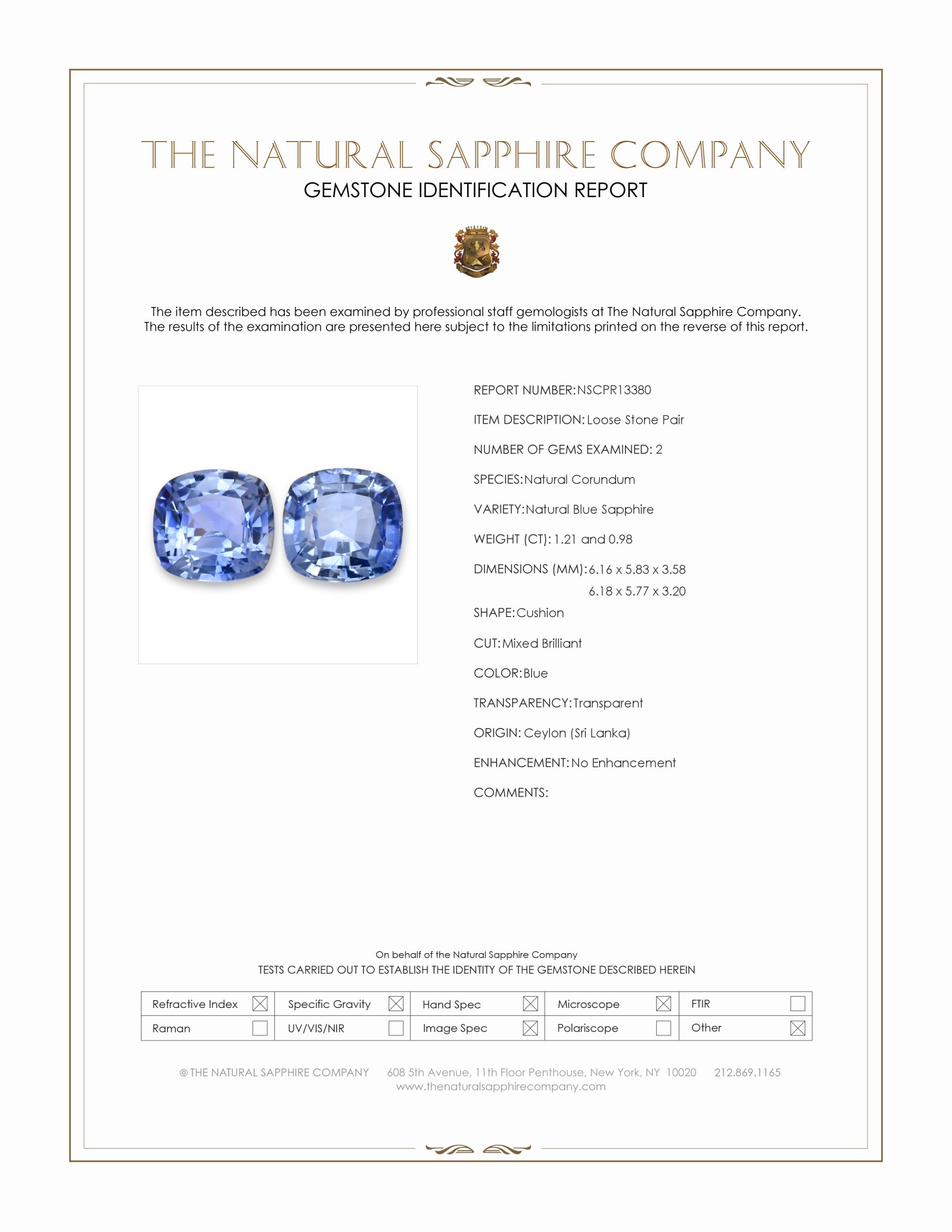 2.19 Ct.Tw. Blue Sapphire Pair from Ceylon (Sri Lanka)
