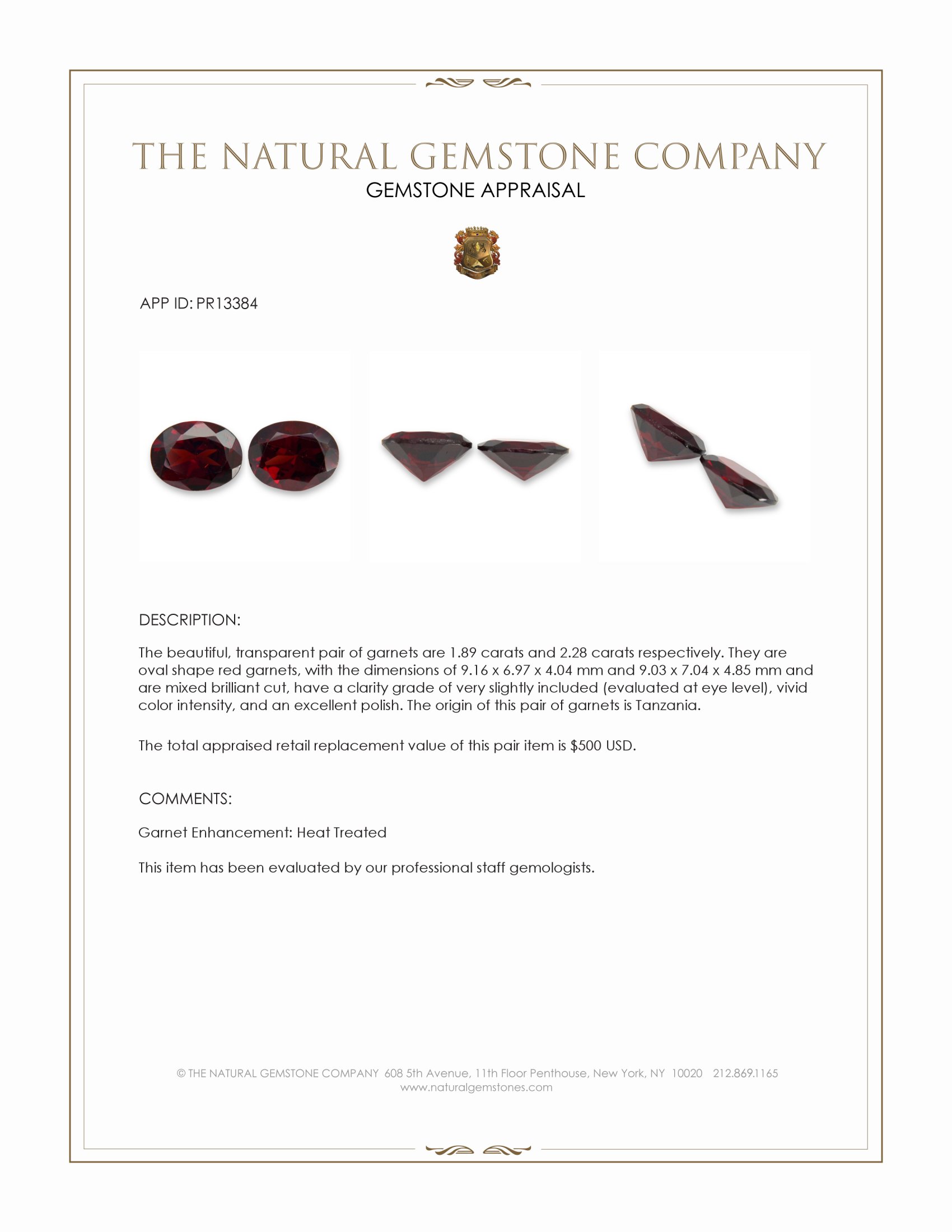 4.17 Ct.Tw. Red Garnet Pair from Tanzania