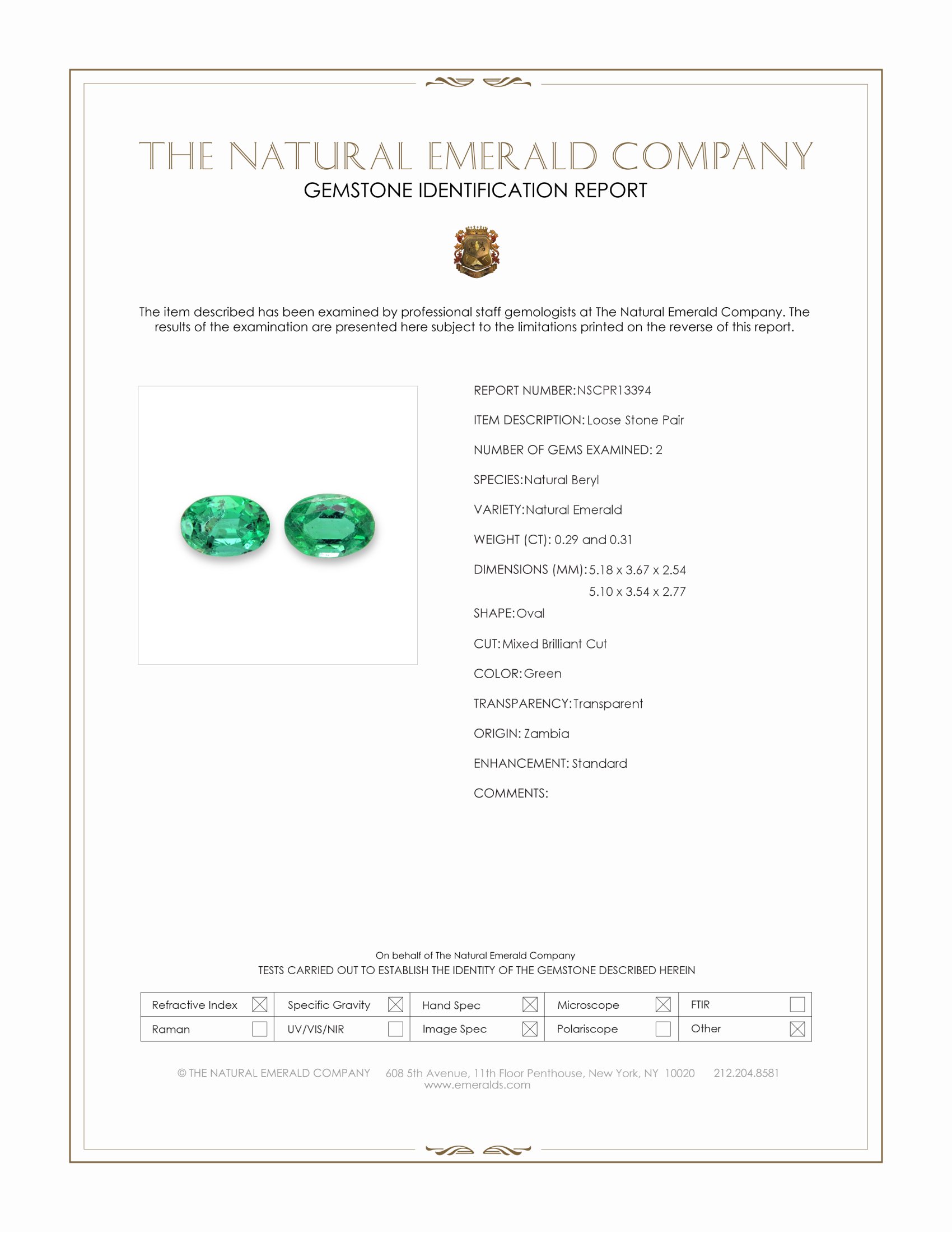 0.60 Ct.Tw. Emerald Pair from Zambia