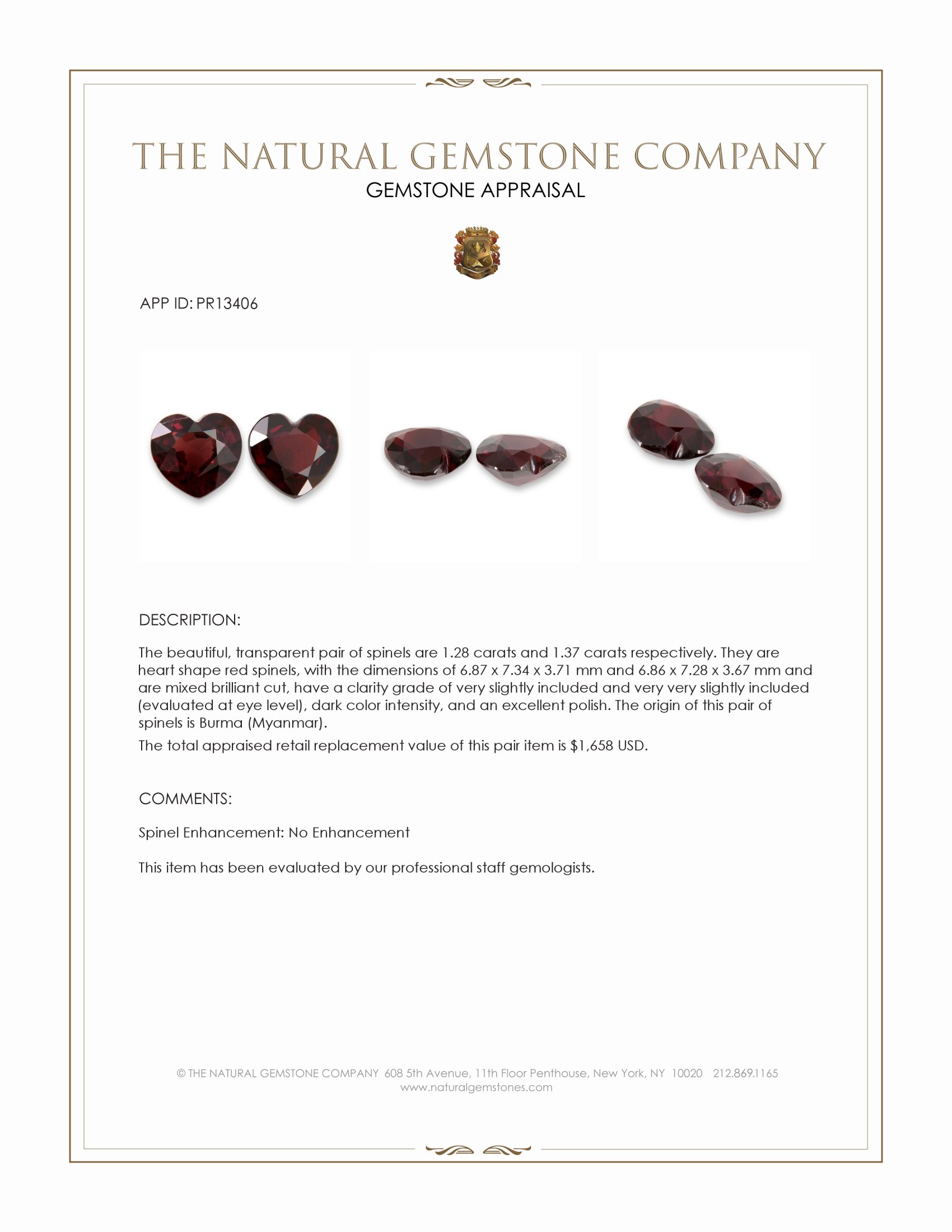 2.65 Ct.Tw. Red Spinel Pair from Burma (Myanmar)