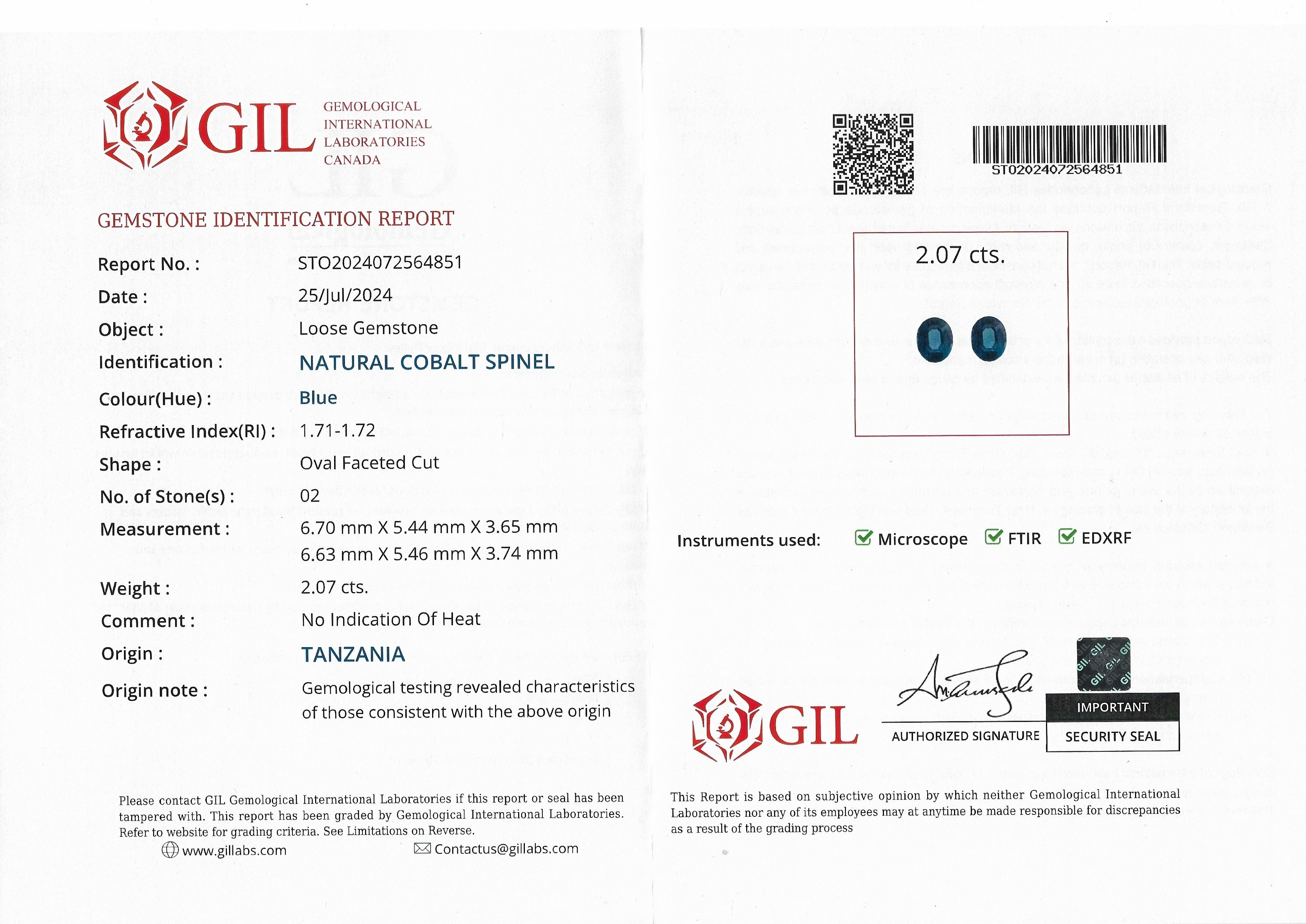 2.07 Ct.Tw. Cobalt Spinel Pair from Tanzania