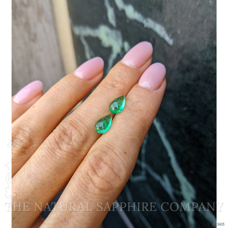 1.95 Ct.Tw. Cabochon Emerald Pair from Colombia