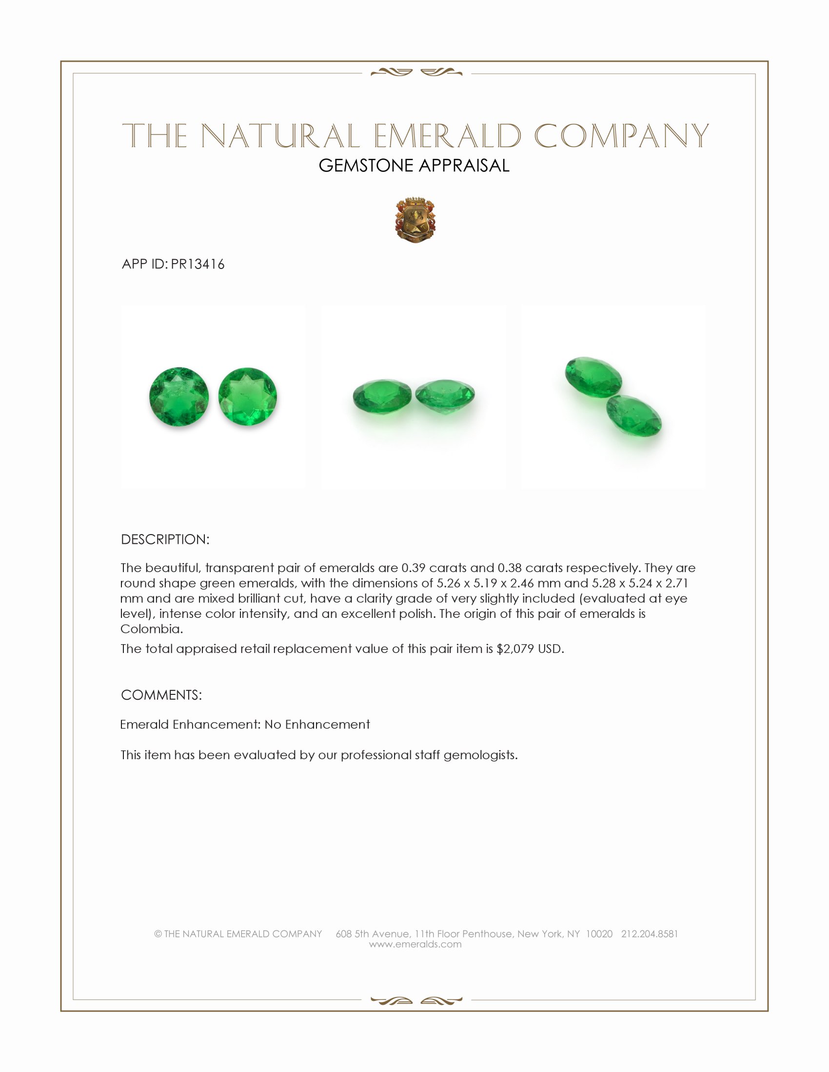 0.77 Ct.Tw. Emerald Pair from Colombia