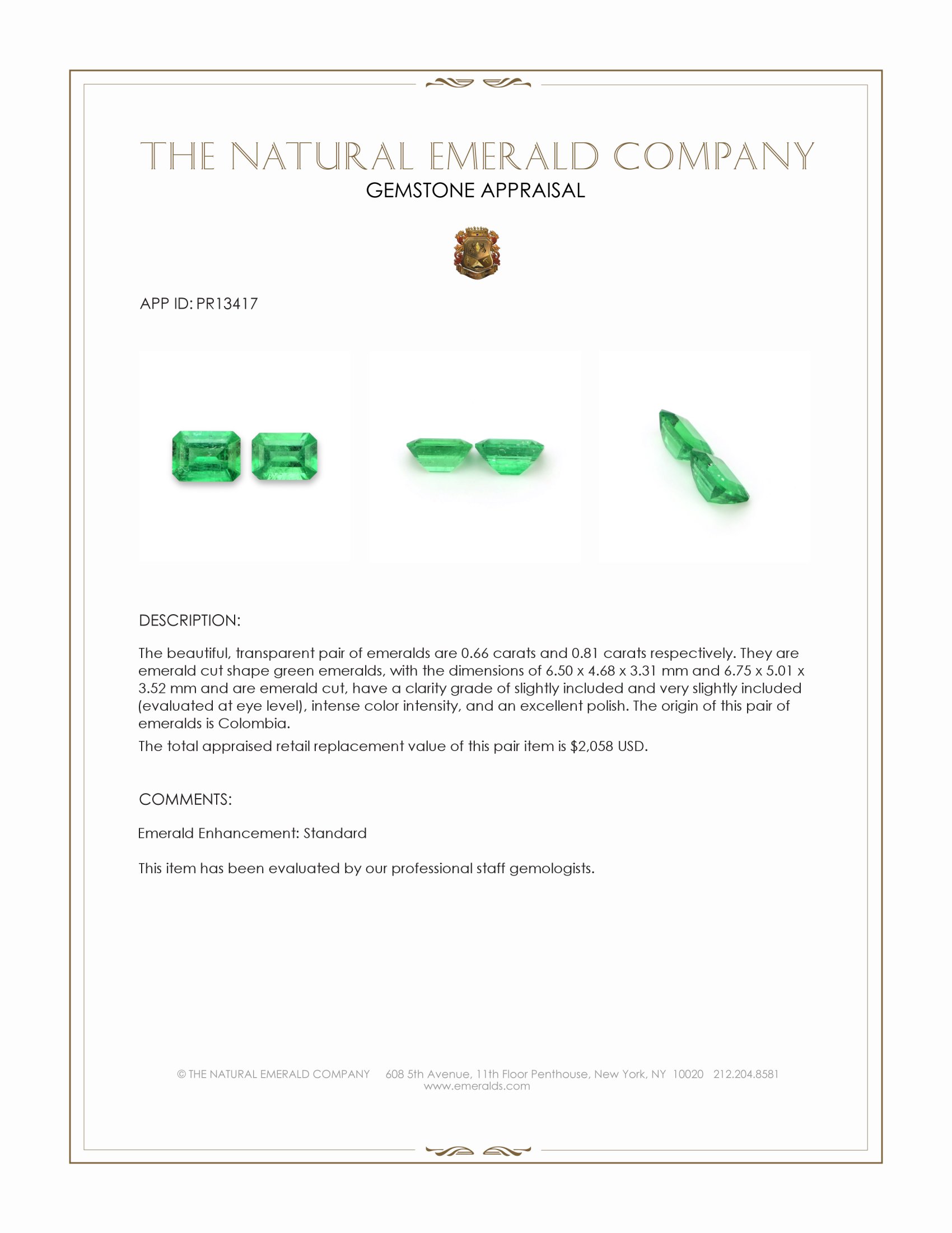 1.47 Ct.Tw. Emerald Pair from Colombia