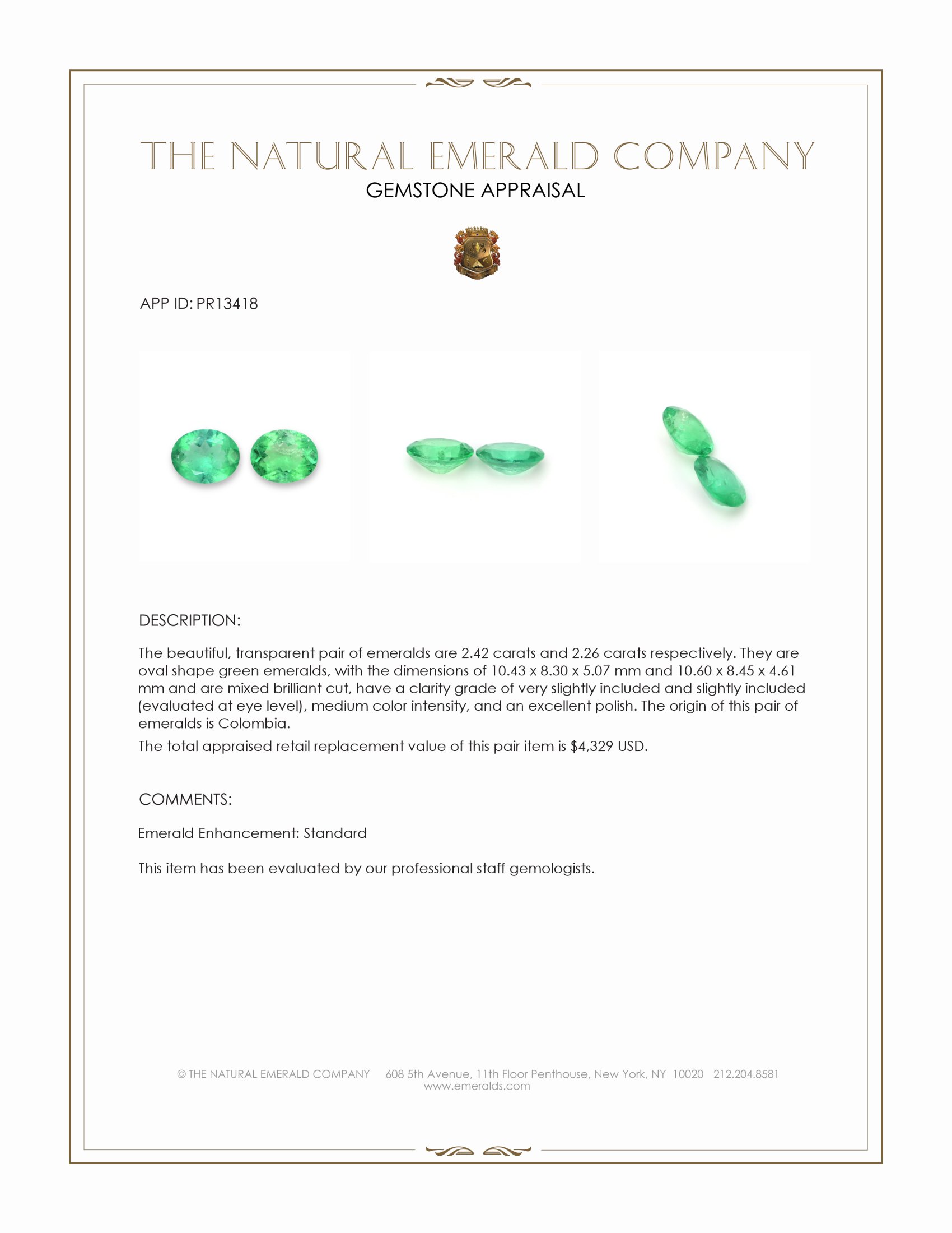 4.68 Ct.Tw. Emerald Pair from Colombia